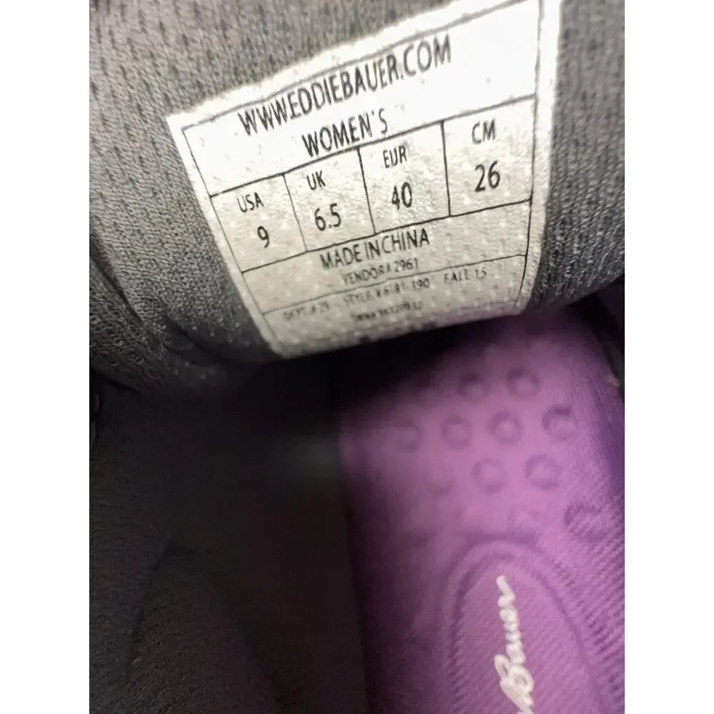 Eddie Bauer Hiking Shoes Womens 9 Purple Suede‎ Leather Trail Low Lace Up